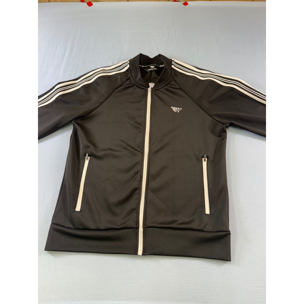 Paper Planes Mens Track Jacket Black White Stripe Full Zip Size Medium M